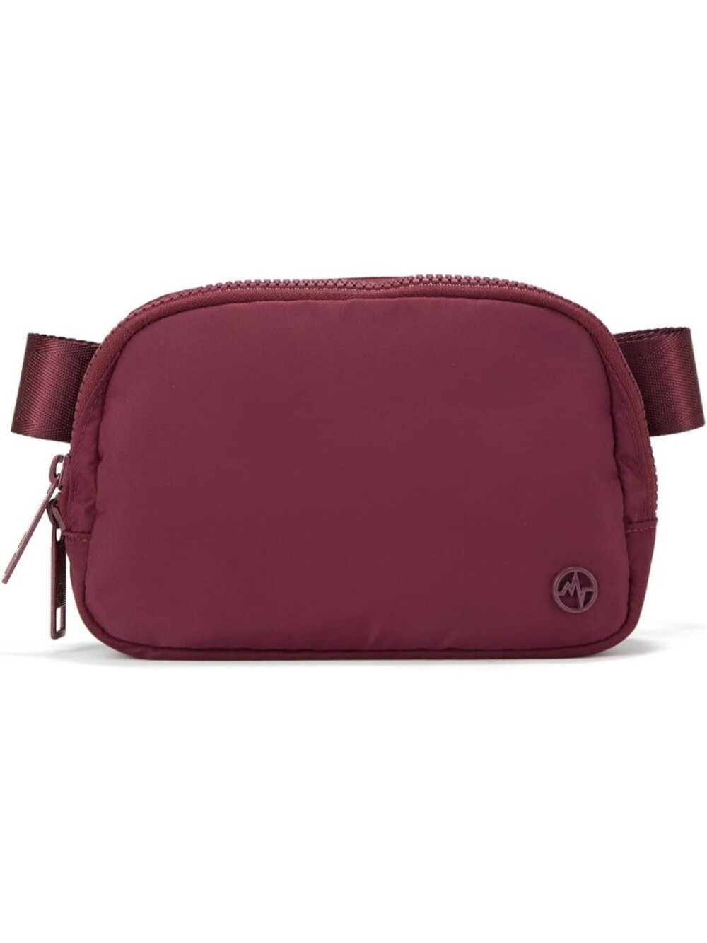 Women's Red Merlot Double Zipper Fanny Pack Nylon Belt Bag with Adjustable Strap